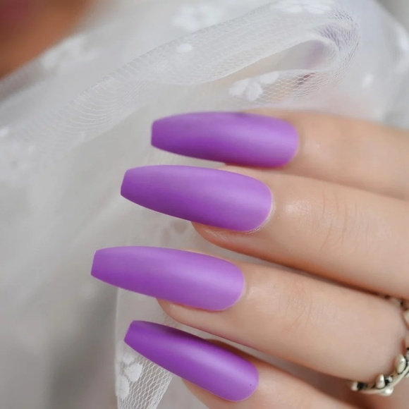 Purple coffin nails extra long matte 24 - Picture 6 of 6